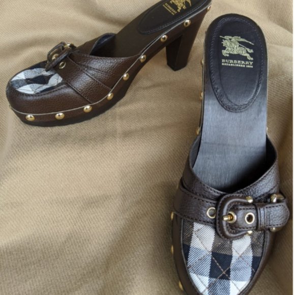Burberry Nova | Brown leather clogs - Picture 1 of 1